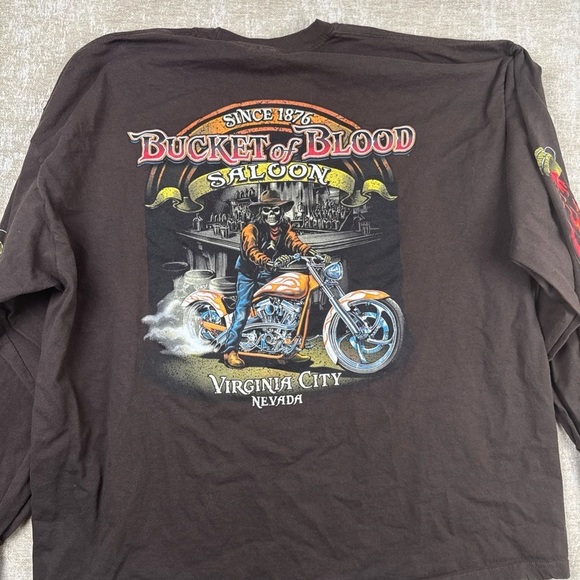 Bucket of Blood Saloon 3XL Long Sleeve Shirt Harley Davidson Biker 1876 Nevada - Picture 4 of 14